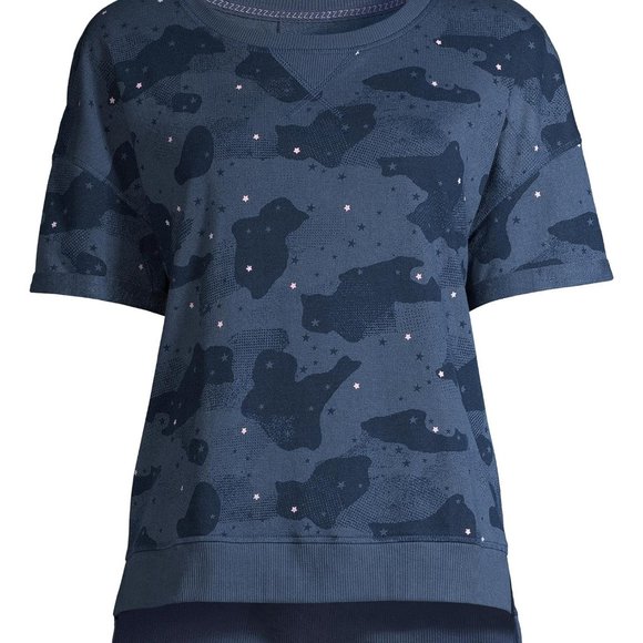 new Women's SMALL Pajamas pjs WARM Loungewear Set Blue camo 4 6 Top Pants Soft - Picture 3 of 15